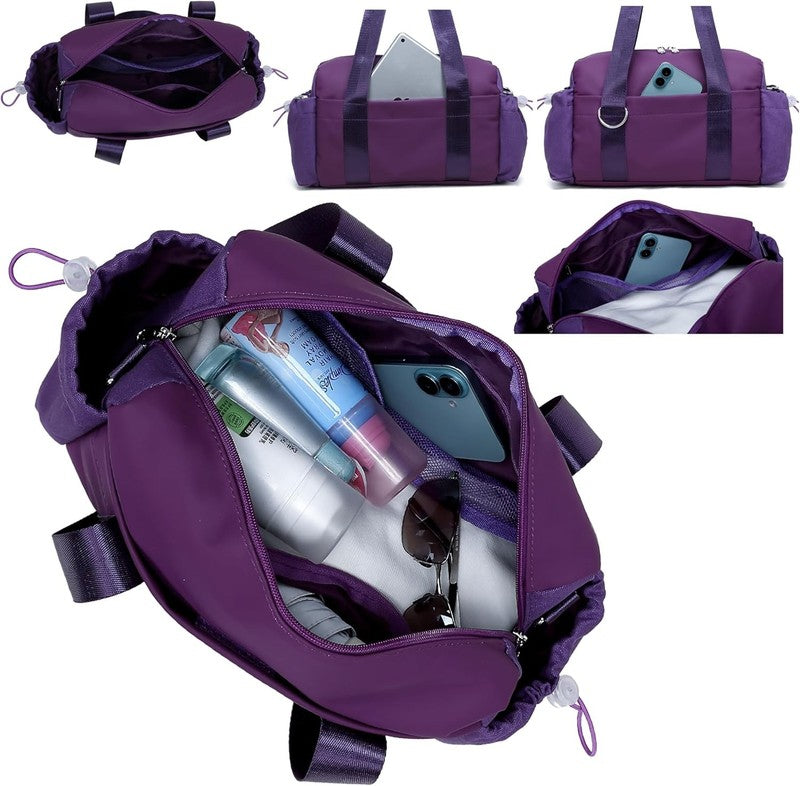 Everyday Mini Gym Bag Women 2.0 Tote Waterproof Travel Duffle Grape Coin Wallet3