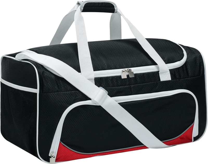 55L Women’s Gym Duffle Bag Large Red Sports Workout Travel Gear White-Black7