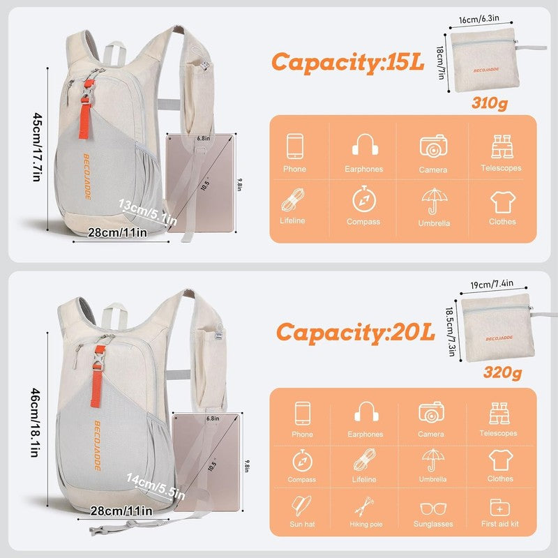 15L Small Hiking Backpack for Men Women Foldable Packable Back Pack Ultralight H3