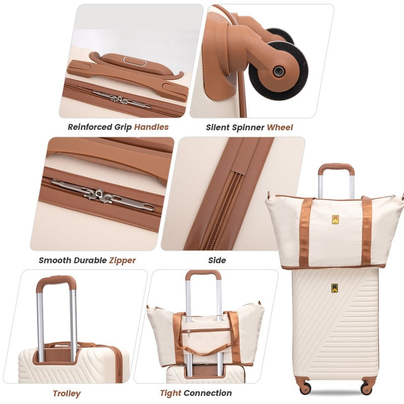 3 Piece Carry on Luggage Sets, Hardside Suitcase Set with Double Spinner Wheels,1