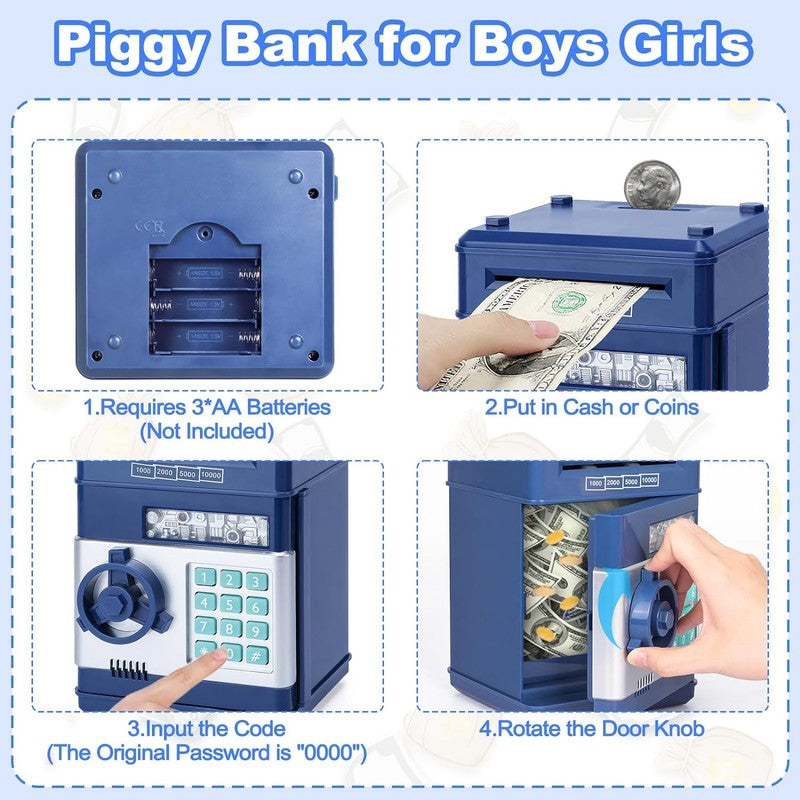 Piggy Bank Cash Coin Can ATM Bank Electronic Coin Money Bank for Kids Age 3-12, 3