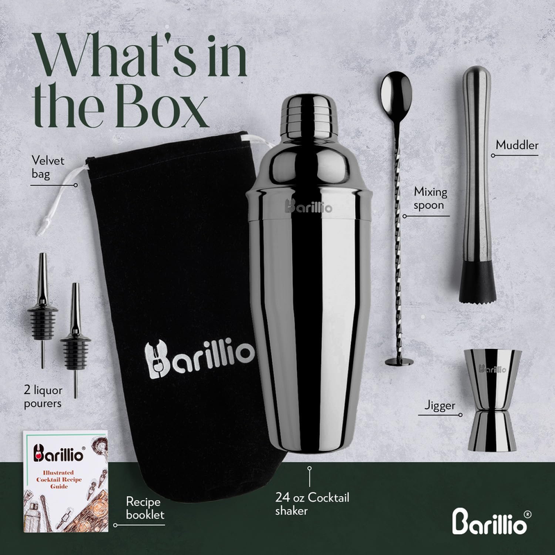 Black Mixology 8 Pc Bartender Kit Stainless Steel Cocktail Shaker Set w/ Bag1