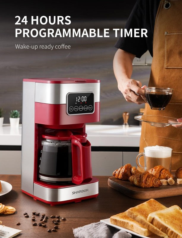 10-Cup Programmable Coffee Maker Drip Machine Strong Brew Auto Shut Off Red2