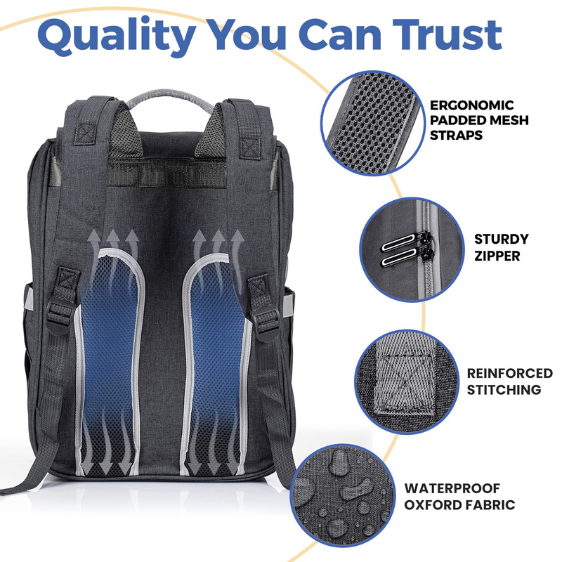Baby Diaper Backpack Waterproof Travel Bag w/ Changing Pad for Boys Girls6