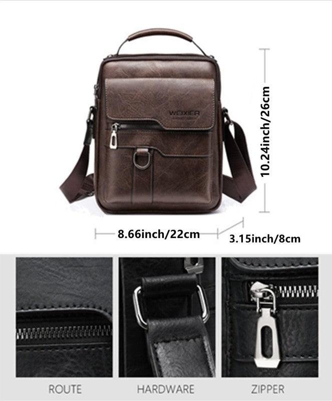 Vintage Leather Messenger Bag Crossbody Shoulder Bag Zipper Buckle Handle Bag5