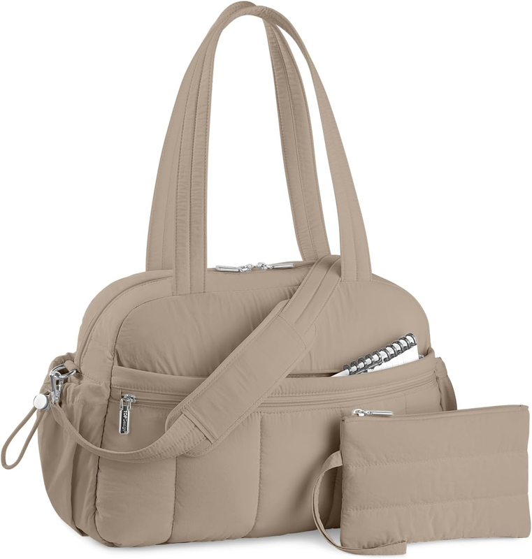 Travel Duffel Bag Women Puffer Gym Weekender Wet Pocket Carry On Camel0