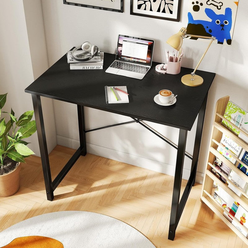 Compact 32" Modern Black Wood Desk   Ideal for Home Office & Study1
