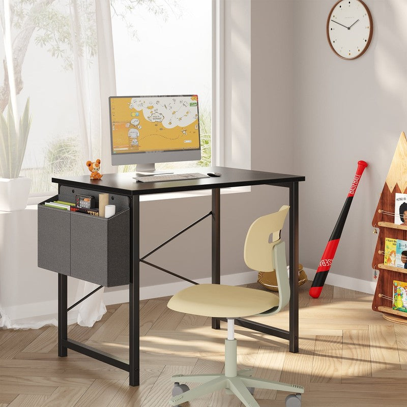 31" Computer Desk with Metal Frame – Waterproof Surface & Storage Bag, Black2
