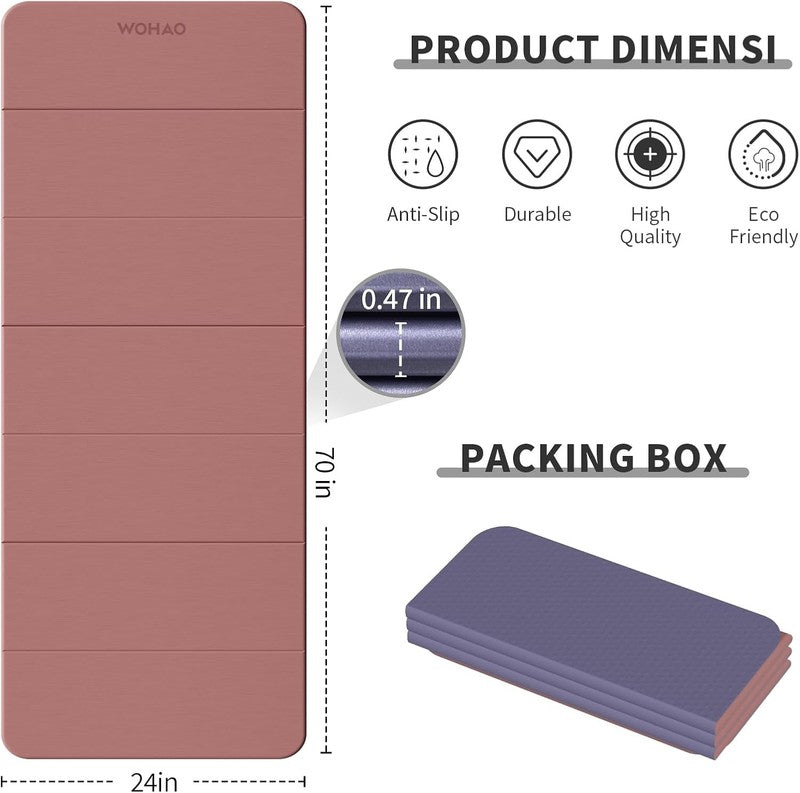 7 Fold Yoga Mat 70"X24"   1/2 Inch Thick Folding Exercise Mat, Compact Non Slip 0