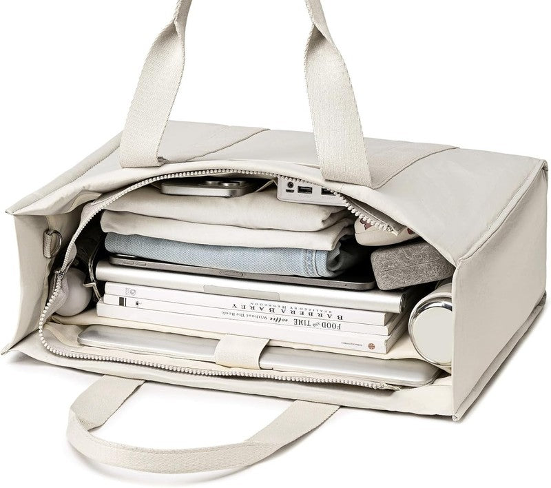 15.6" Laptop Tote Bag Women Canvas Work Messenger Shoulder Office Handbag7
