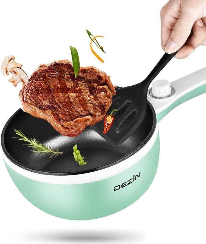 Electric Hot Pot 1.5L Mini Non Stick Sauté Pan Adjustable Power Portable Green8