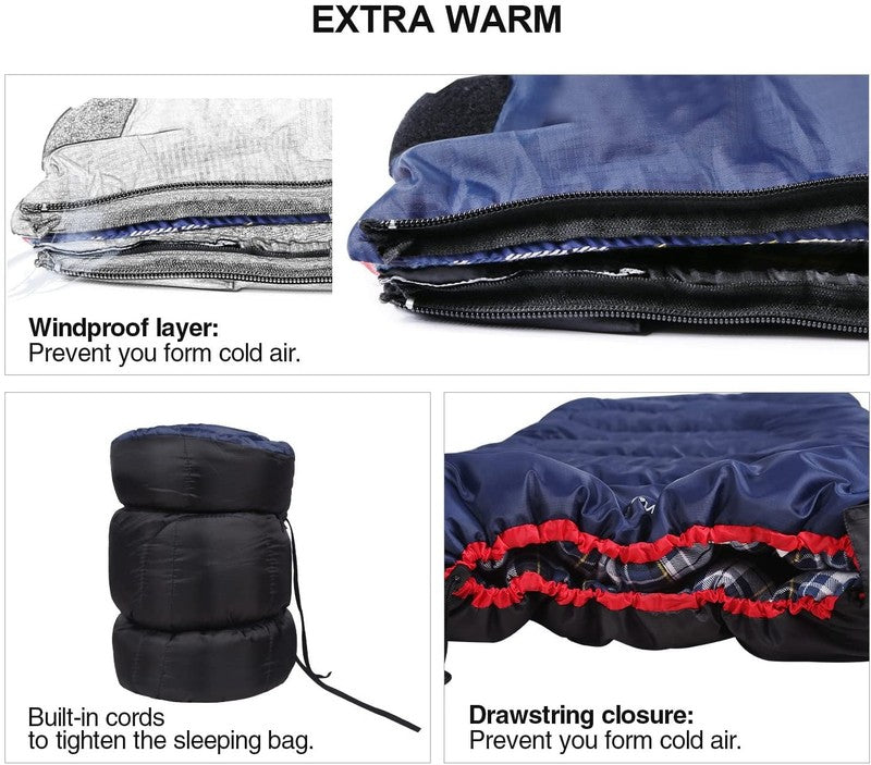 Cotton Flannel Sleeping Bag for Camping Backpacking,4 Season Adults Cold Weather5
