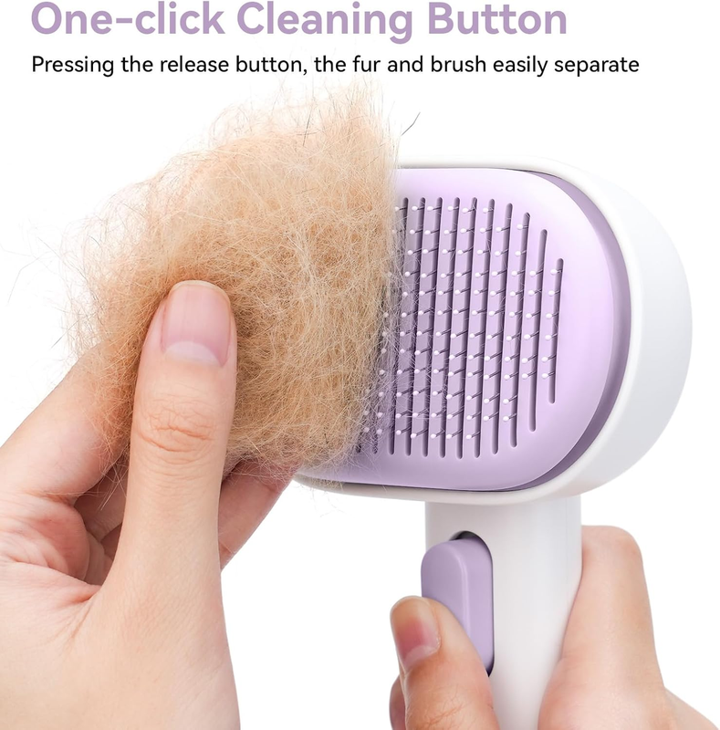 Cat Dog Grooming Brush Shedding Loose Fur Long Short Hair Pets Purple Pet Brush4