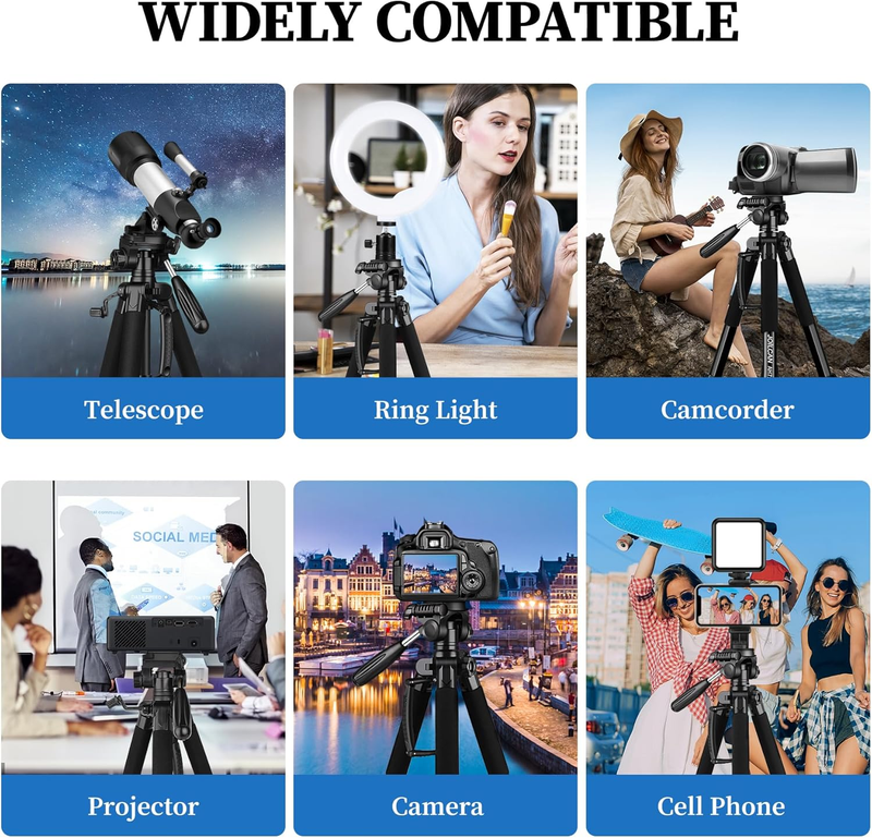 74" Camera Tripod Heavy Duty DSLR Phone Stand 15lb Load Travel Compatible5