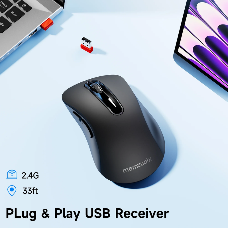 2.4GHz Wireless Mouse 1200 DPI 5 Button USB Receiver PC Laptop Black Pearl5