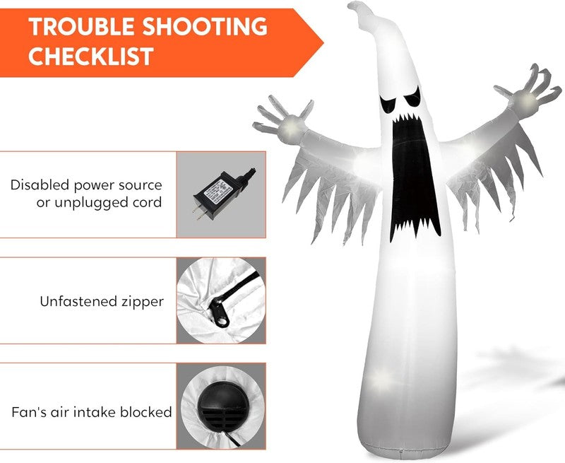 12Ft Halloween Ghost Inflatable w/ LEDs Outdoor Yard Blow Up Decoration7