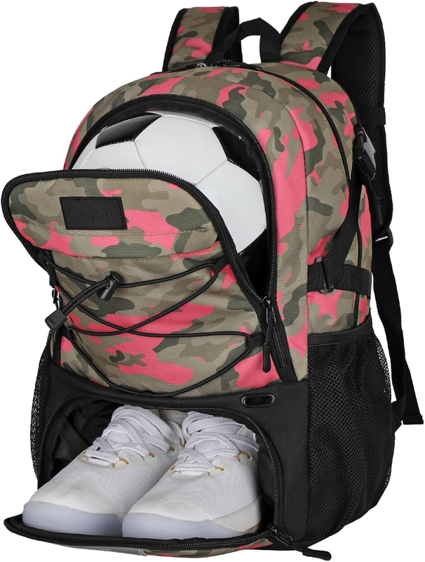 Soccer Basketball Backpack w/ Ball & Shoe Compartment Sports Travel Bag0