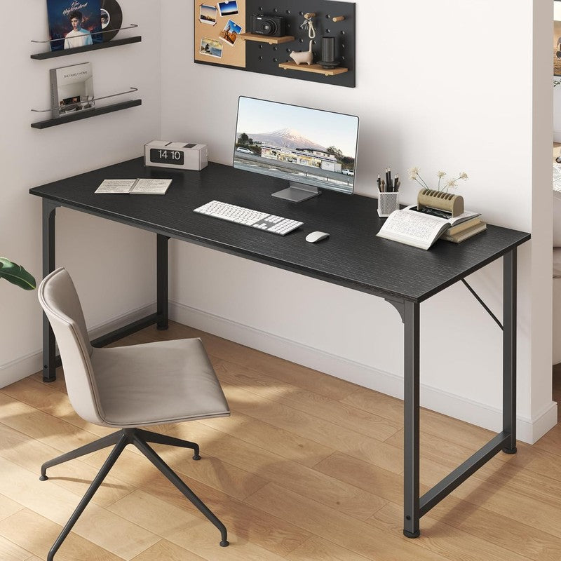 55" Computer Desk Black   Home Office, Gaming, Sturdy Metal Frame, Modern4