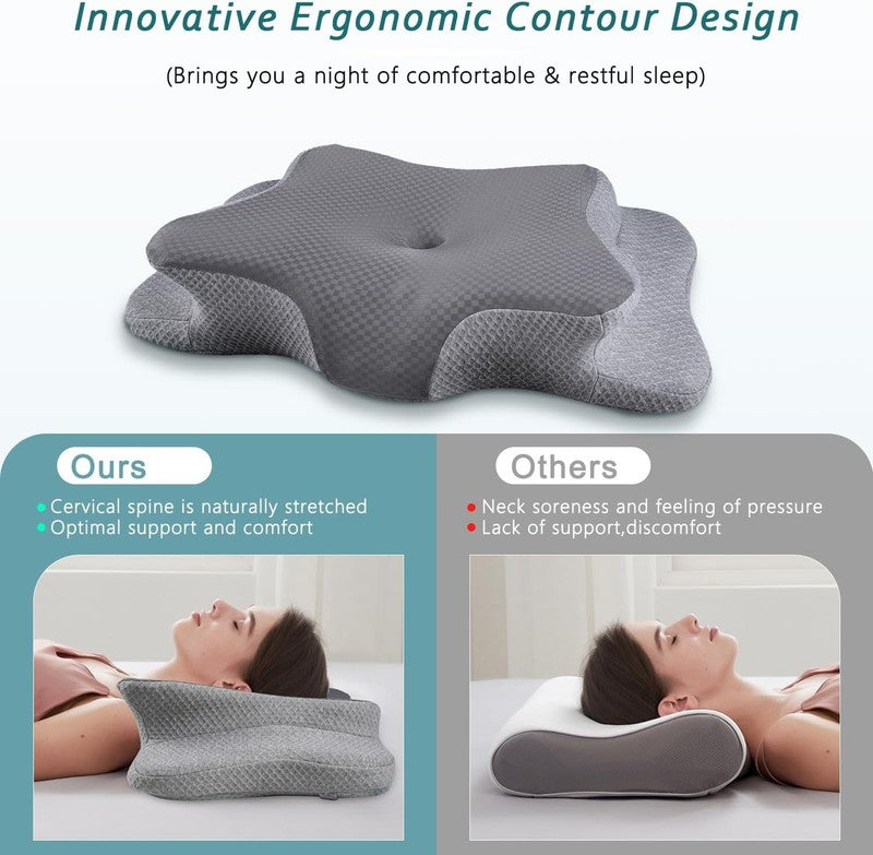 Cervical Neck Pillow Memory Foam Cooling Ortho Support for Side Back Sleepers2