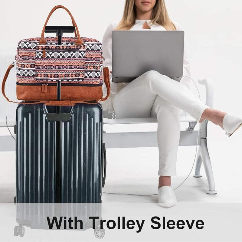 Canvas Weekender Duffle Bag Multi Carry On Travel Tote w/ Shoe Pouch7