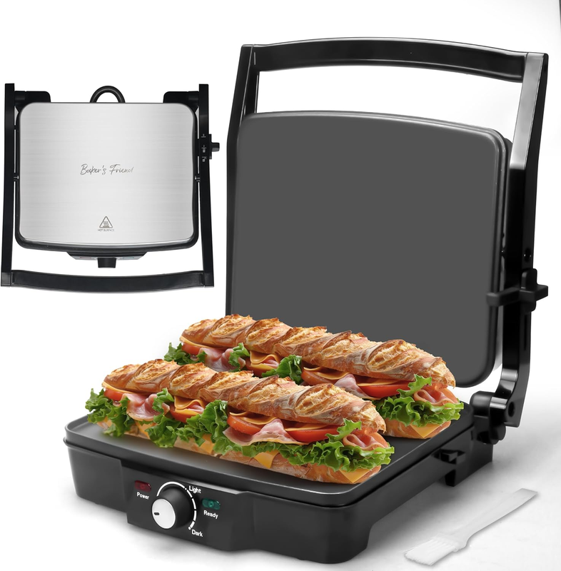 Panini Press Electric Grill 4-Slice Sandwich Maker Nonstick Stainless Steel8