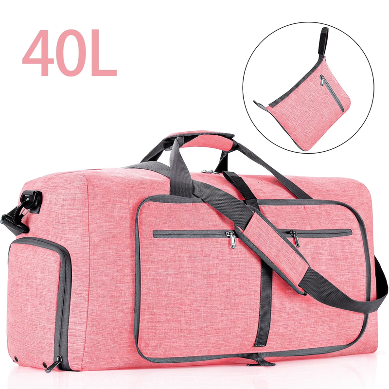 20" Travel Duffle Bag for Men, 40L Foldable Travel Duffel Bag with Shoes Compart0