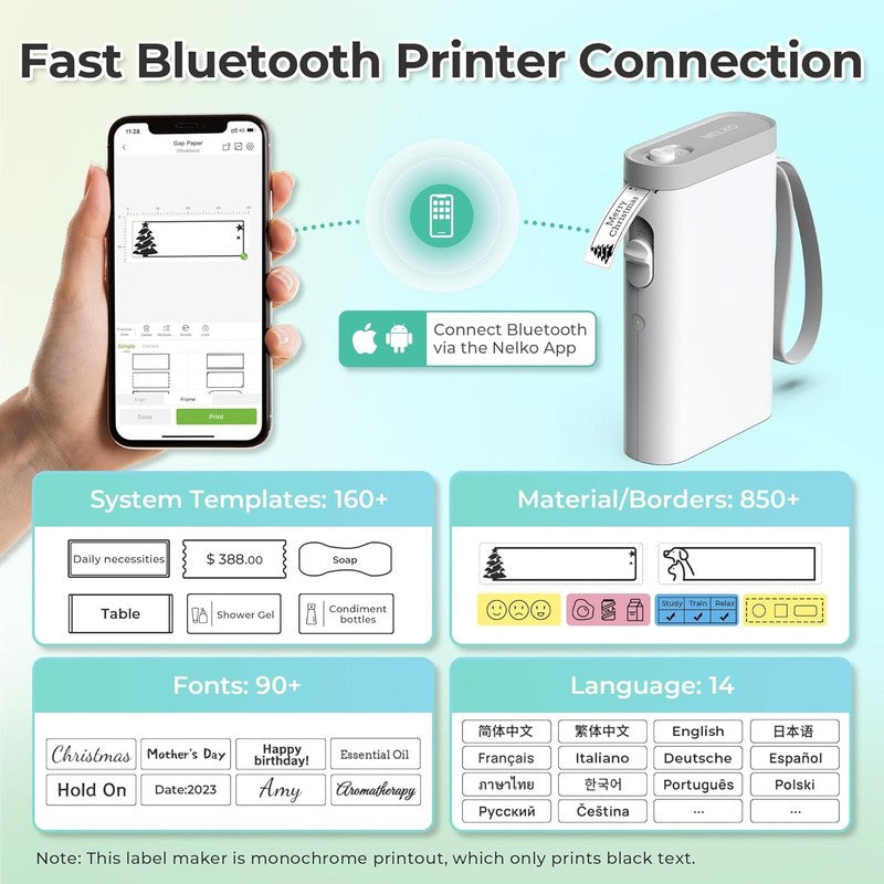 Label Maker Machine with Tape, P21 Bluetooth Label Printer, Wireless Mini Label 1
