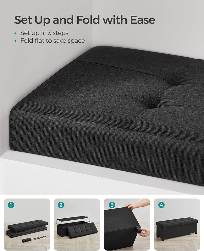 Foldable Storage Ottoman Bench Foot Rest 43'' Bedroom Living Room Ink Black6