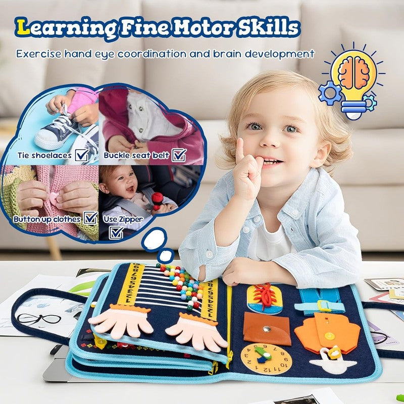 Montessori Toddler Busy Board Book Sensory Travel Learning Toy Fine Motor Skills3
