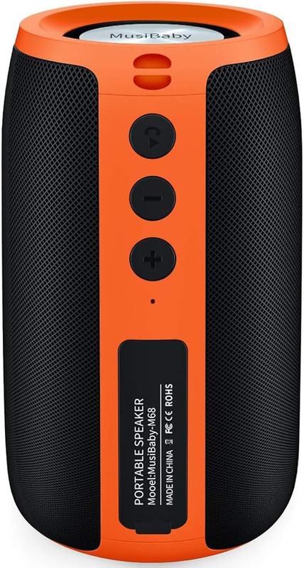 Musibaby 24H Bluetooth Speaker, Waterproof, Dual Pairing, Deep Bass, Orange9
