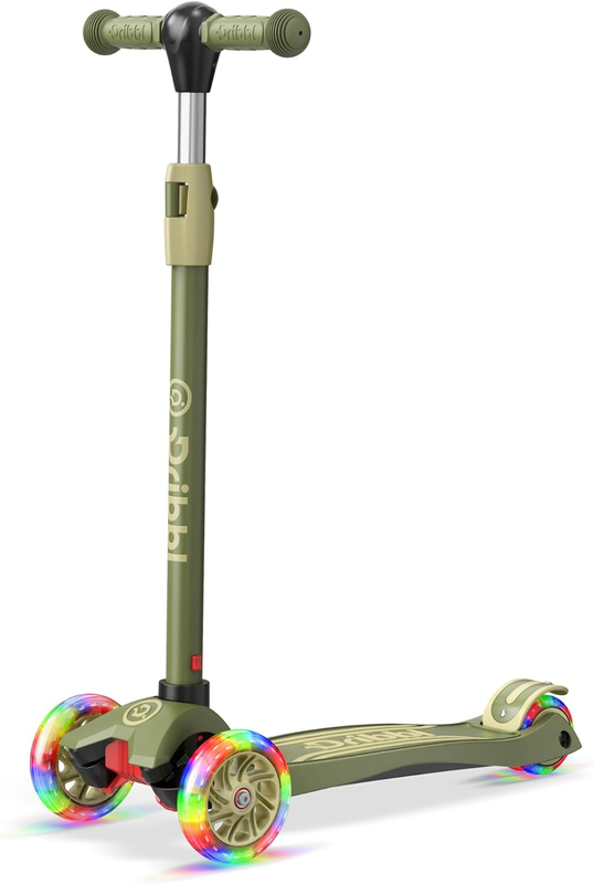 3 Wheel Kids Scooter Lean to Steer Adjustable Handlebar Wide Deck Army0