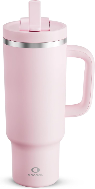 Cotton Candy 40 Oz Stainless Steel Tumbler with Handle & Straw   24H Insulation0