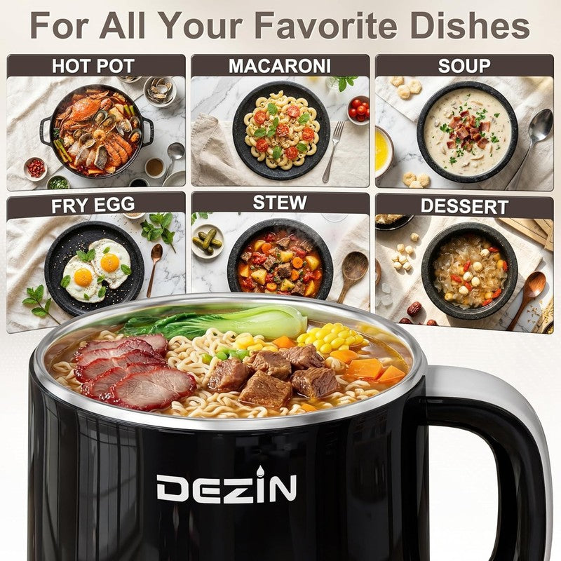 1.6L Electric Hot Pot Noodle Cooker Stainless Steel Temp Control Keep Warm3