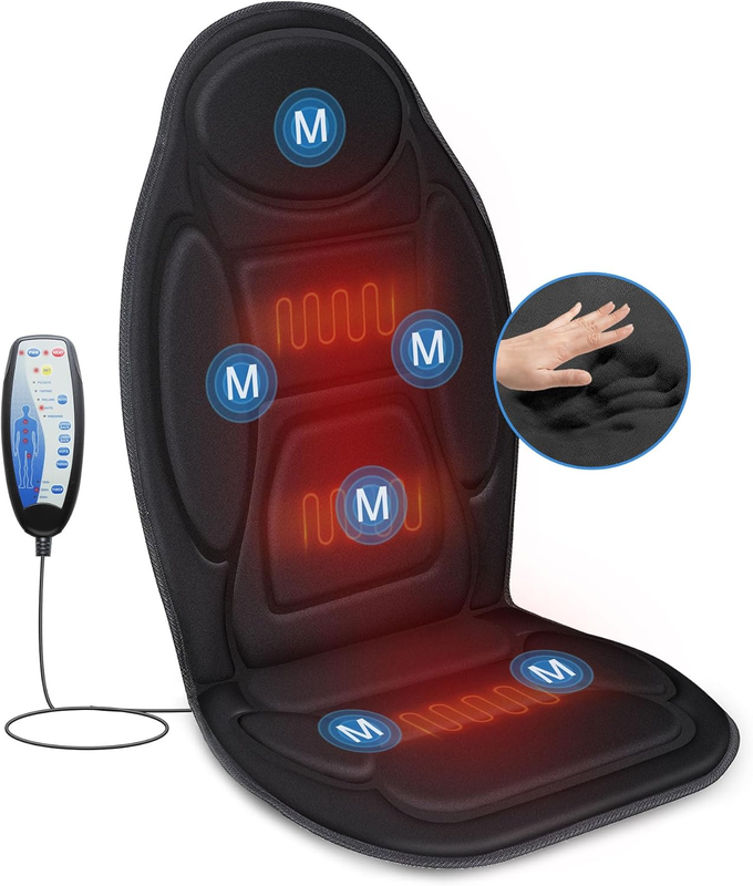 Vibration Back Massager Seat Cushion w/ Heat 6 Motors Chair Pad Massage Seat6