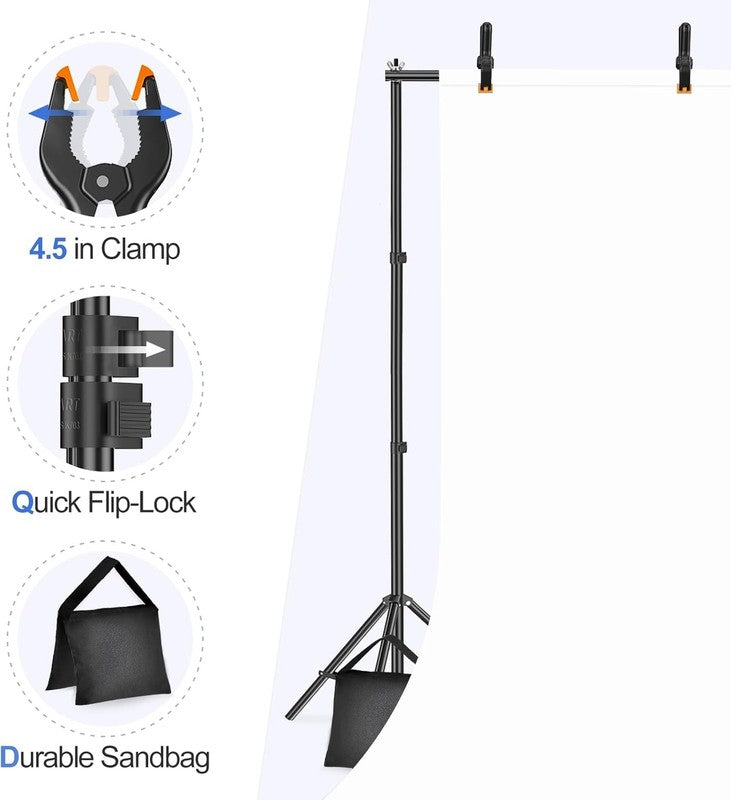 Backdrop Stand 10X7Ft(Wxh) Photo Studio Adjustable Background Stand Support Kit 5