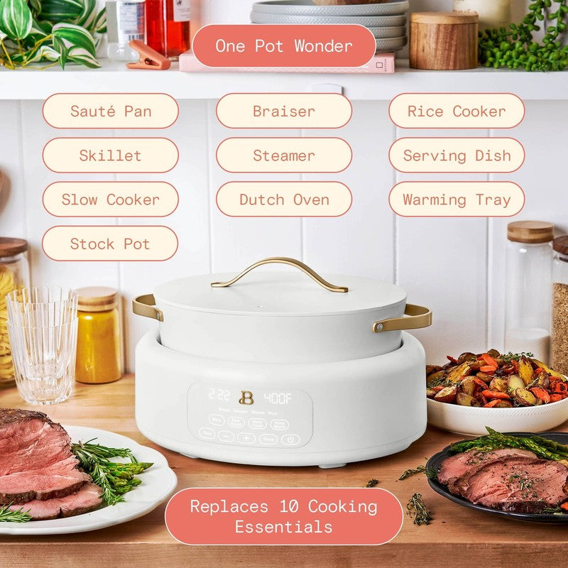 10 in 1, 6 Qt Electric Multi Cooker, White Icing by Drew Barrymore3