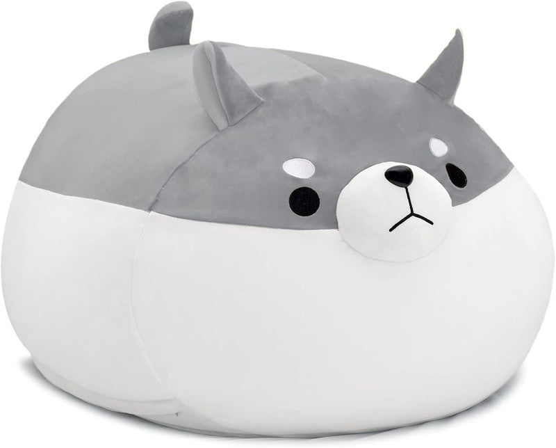 Stuffed Animal Storage Bean Bag Cover Kids Grey Shiba Inu Toy Organizer XL1