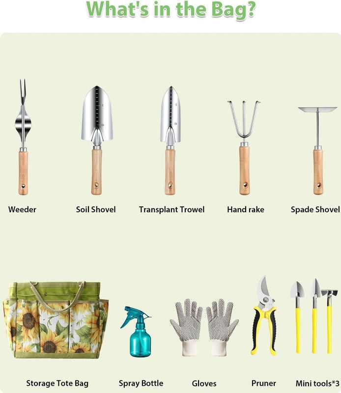 Garden Tools Set 12-Piece, Gardening Tools Kit with Comfortable Handle, Heavy Du4