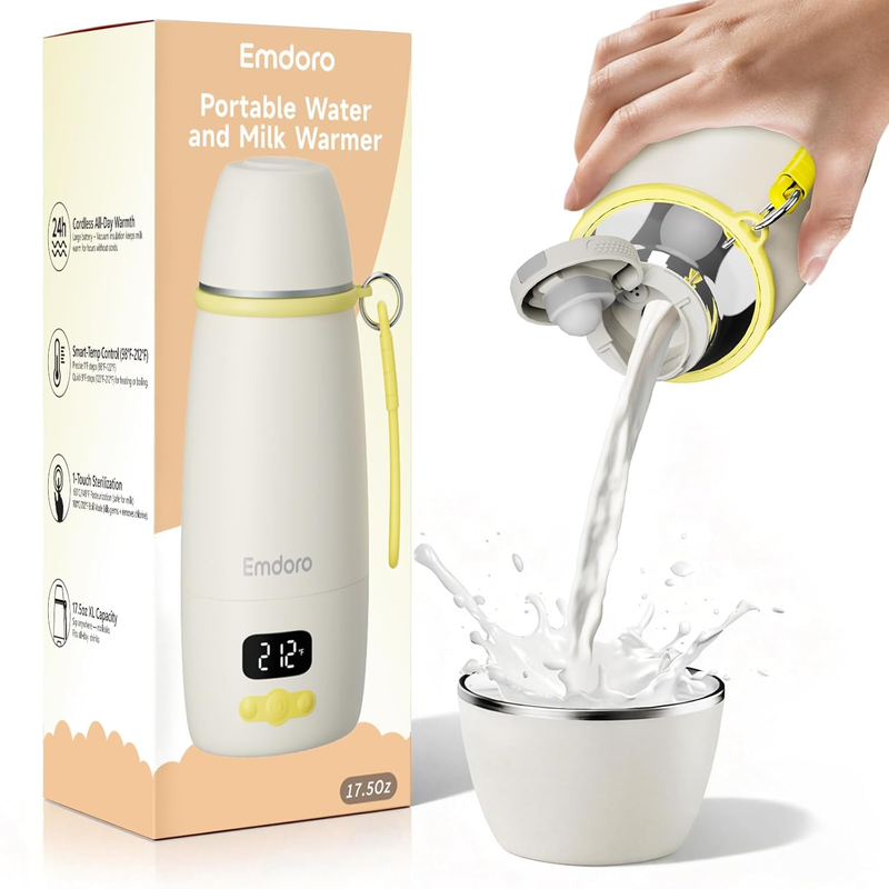 Portable Baby Bottle Warmer Fast 1.5min 98-212°F Wireless Travel0