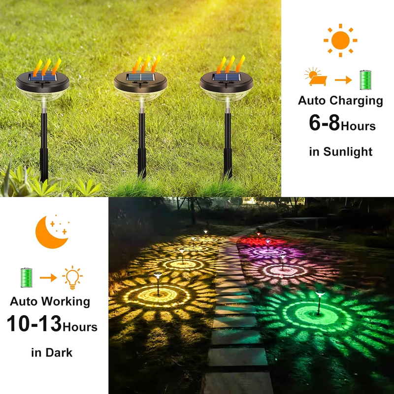 8 Pack Solar Pathway Lights, Multicolor & Warm White LED, IP67 Waterproof, Outdo2