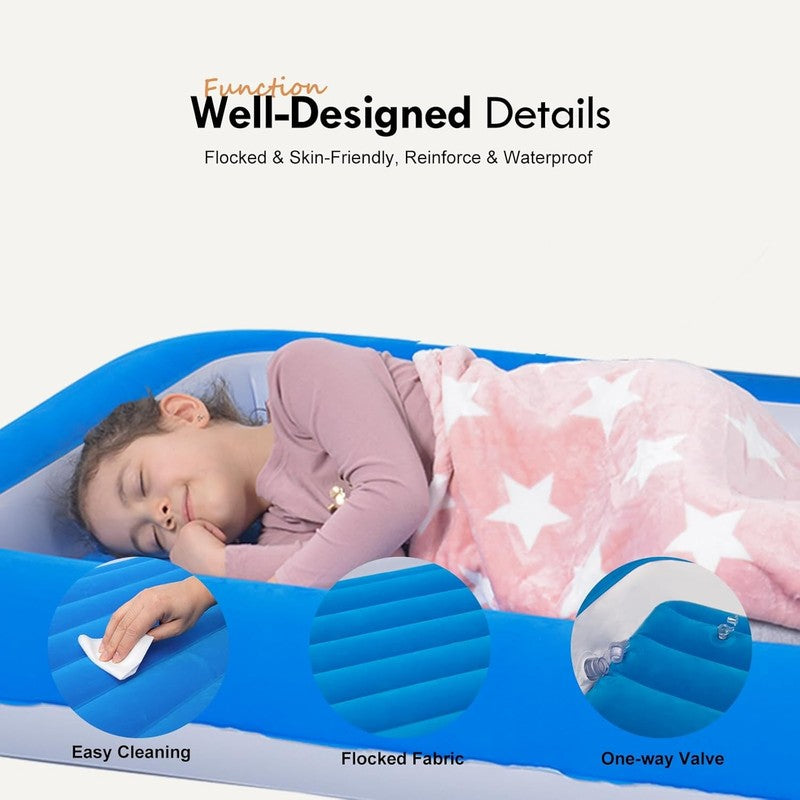 Kids Air Mattress Inflatable Toddler Travel Bed with Sides,Blue3