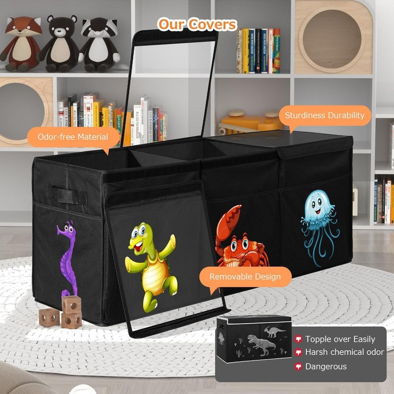 Extra Large Toy Box Collapsible 155L Kids Storage Organizer Bin Black1