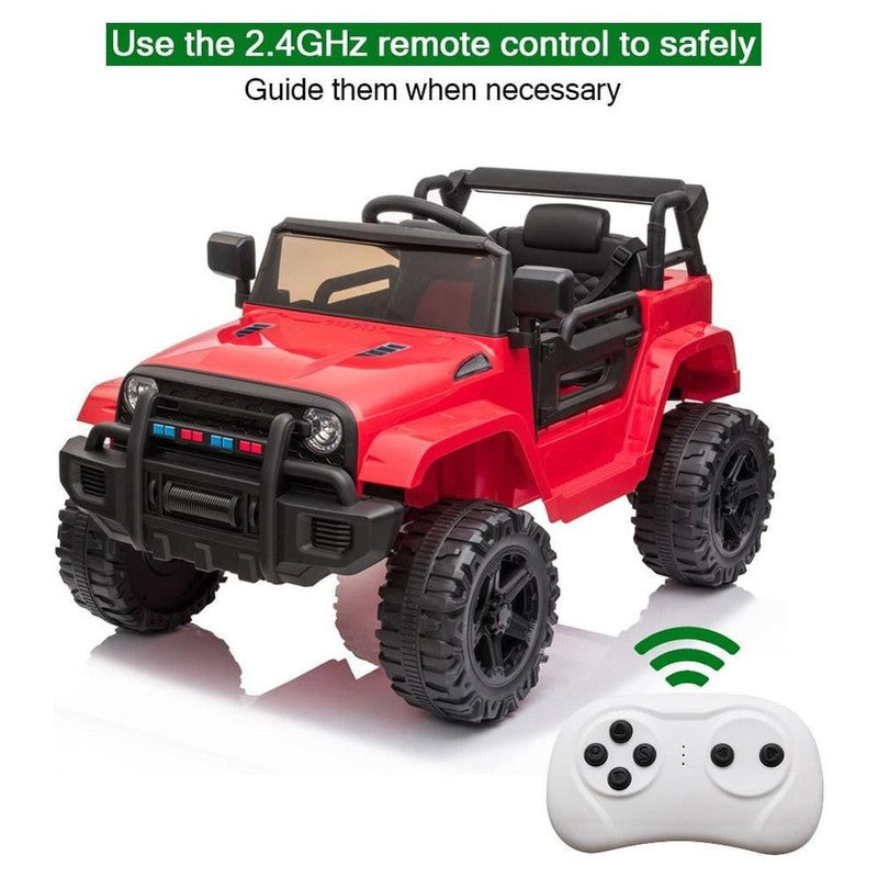 12V Electric Remote Control Kids Ride-On Truck with LED Lights & Seat Belt - Red2