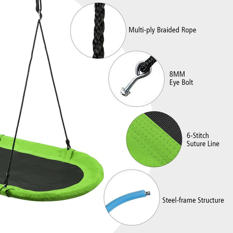 60" Saucer Tree Swing, Adjustable Outdoor Kids Giant Oval Platform, Green8