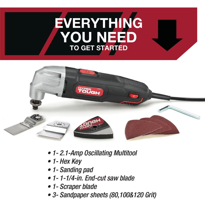 2.1A Corded Oscillating Multi Tool Variable Speed w/ Sanding Pad Scraper Blade2