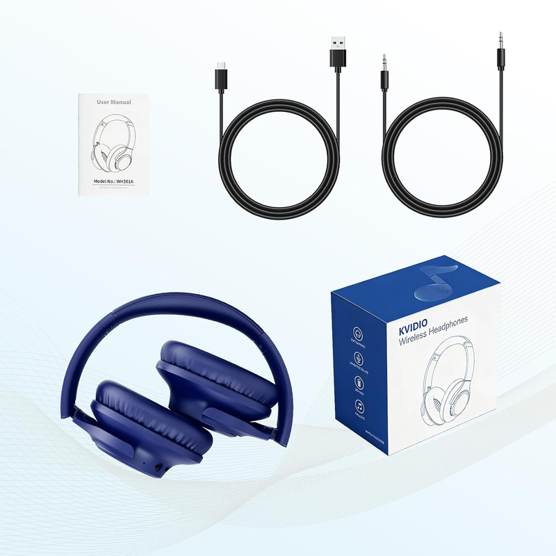 Bluetooth Over Ear Headphones 65H Playtime Wireless Headset Mic Bass7
