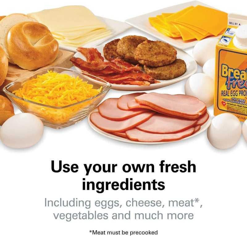 Breakfast Sandwich Maker with Egg Cooker Ring, Customize Ingredients, Perfect fo3