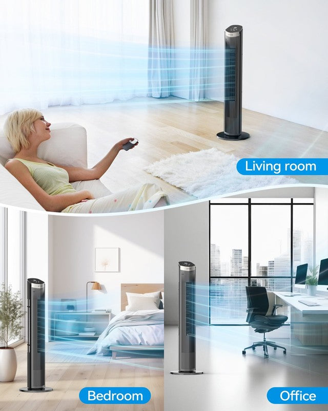 40 Inch Tower Fan for Home, 70° Oscillating Standing Floor Fan with Remote, 5 Sp4