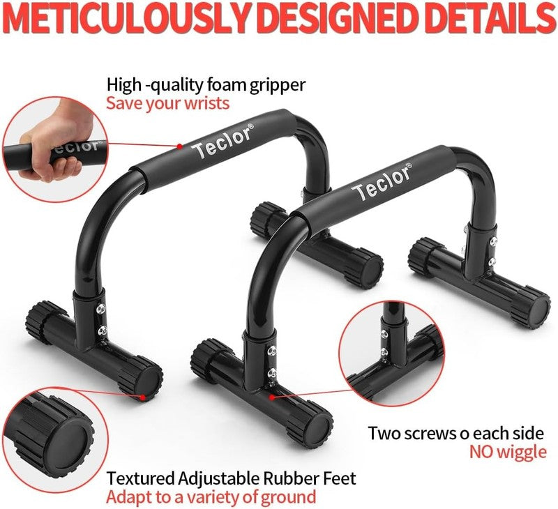 Push Up Parallettes Bars 9.5" Heavy Duty Stand for L Sit, Dip & Handstand3