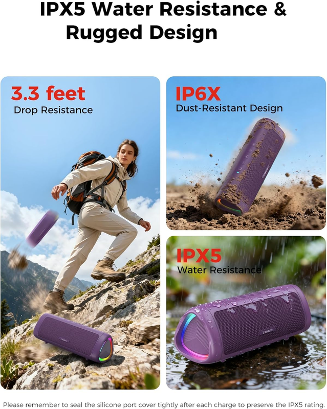 20W Wireless Bluetooth Speaker Waterproof TWS Outdoor Party Speaker Purple3